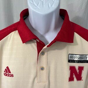 NWT adidas Men's gold and red Nebraska Cornhuskers polo shirt XL huskers NEW